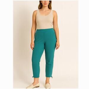 Chico’s Pull-On Ankle Pants w/ Toggle Hems – Teal – Size 2 (L / US 12) NWT
